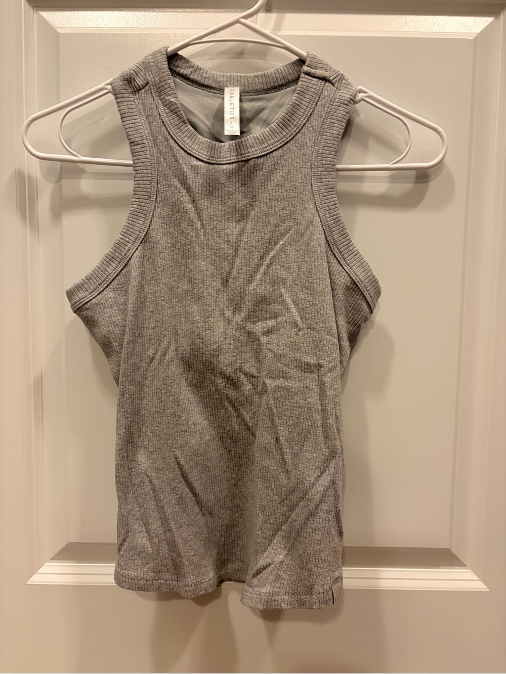 Fabletics Heather Gray Ribbed High-Neck Tank